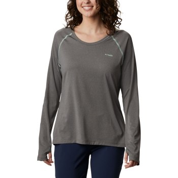 Columbia PFG Tamiami Heather Knit Long Sleeve, Sudaderas Grises Verde Menta Para Mujer | 842150-ONP